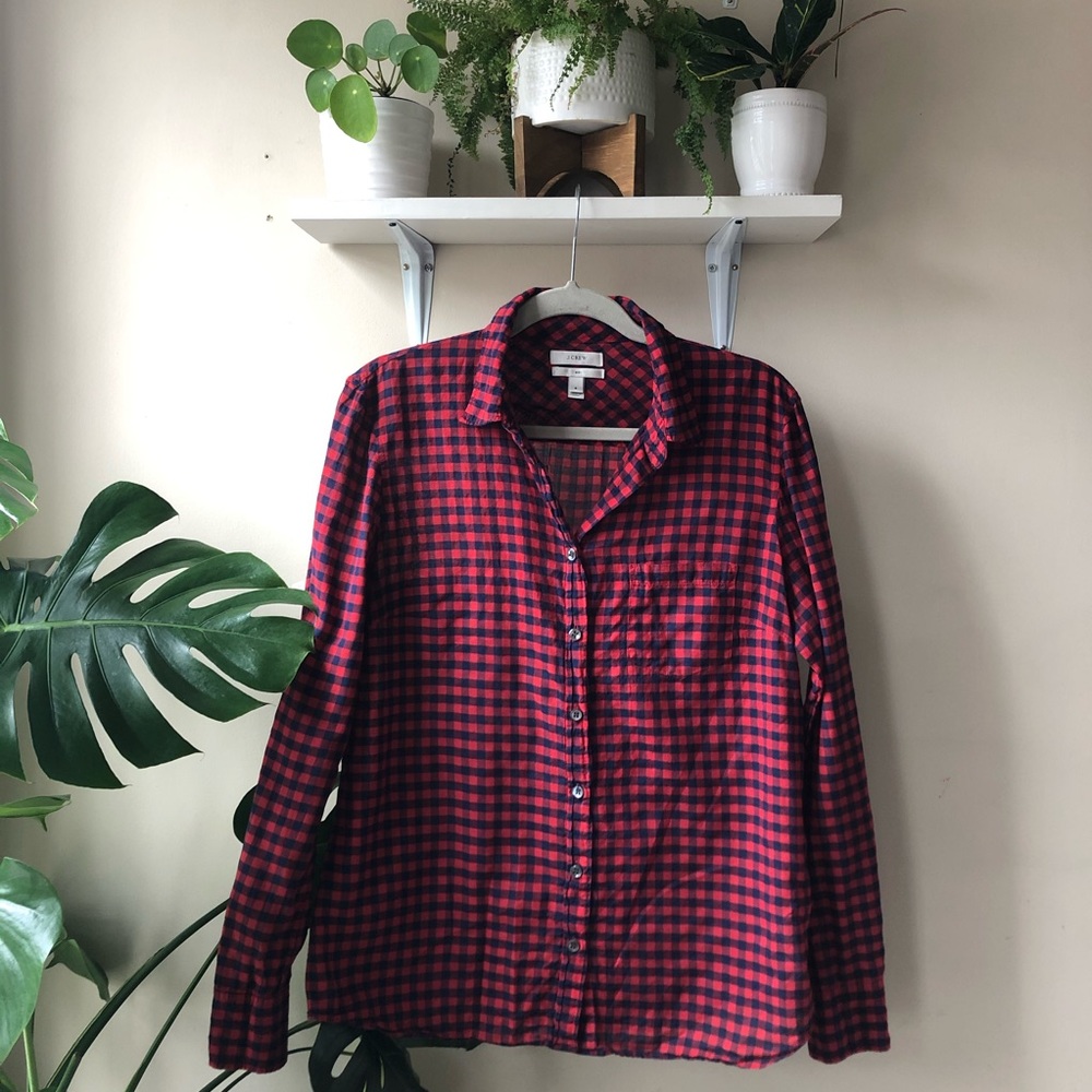 J. Crew Red and Blue Plaid Button Down